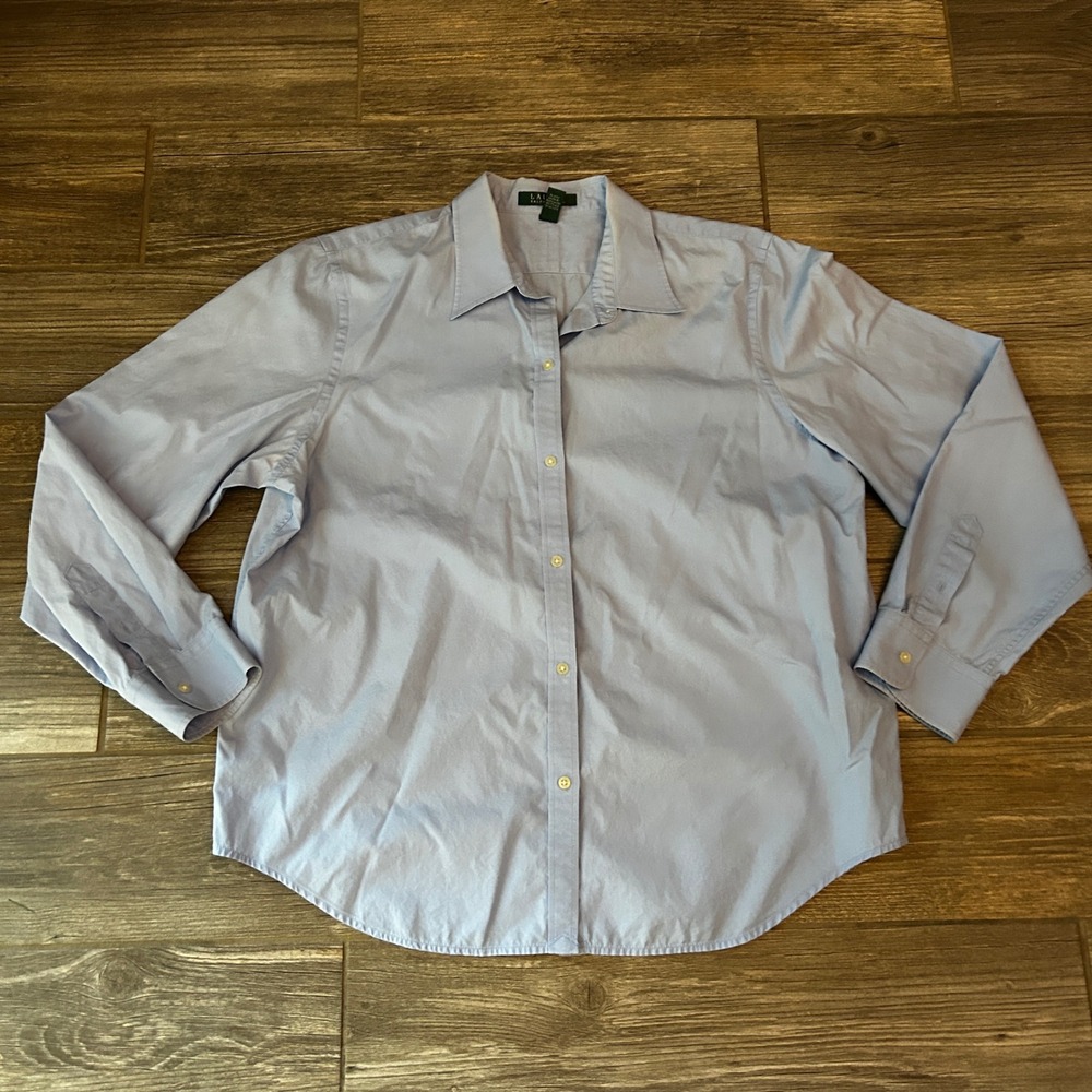LAUREN RALPH LAUREN Mens Light Blue Button Down Shirt Long Sleeve Classic Fit XL